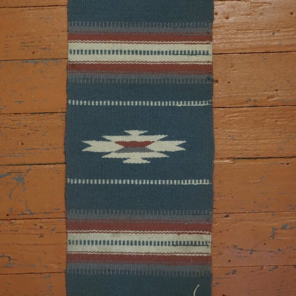 Vintage Southwest Table Runner Woven Wool with Fringe